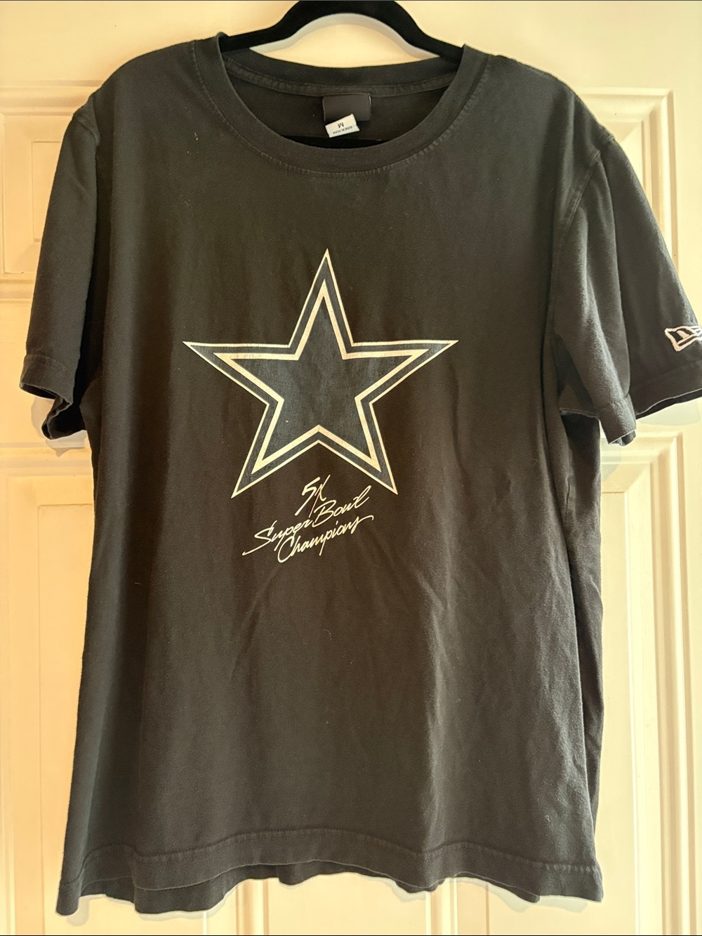 NFL Team Apparel Black Tee with Red & Blue Shield Logo